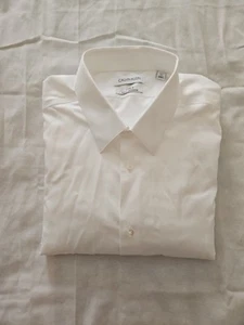 Calvin Klein Men's Slim Fit Dress Shirt Steel+ Herringbone Size 17.5 36/37 XL C6 - Picture 1 of 4