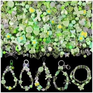 TINKRSTUFF Assorted 170-230PCS Green Acrylic Beads for Bracelet Making, Flower - Picture 1 of 6