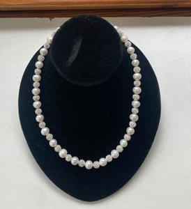 China IPS Imperial Pearl Syndicate Faux Necklace w 925 Sterling Clasp 17 1/4" - Picture 1 of 5