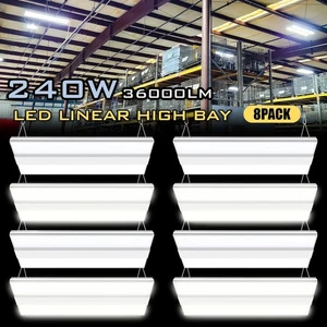 LED Linear High Bay Light 8-Pack 240W for Warehouse Workshop Supermarket Stadium - Picture 1 of 14