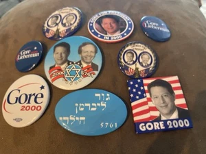 9 Gore Lieberman 2000 Presidential Campaign Buttons Hebrew And Mogan David Star - Picture 1 of 7