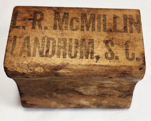 L.R. Sello de goma de madera vintage McMillin Company, Landrum, SC  - Imagen 1 de 9
