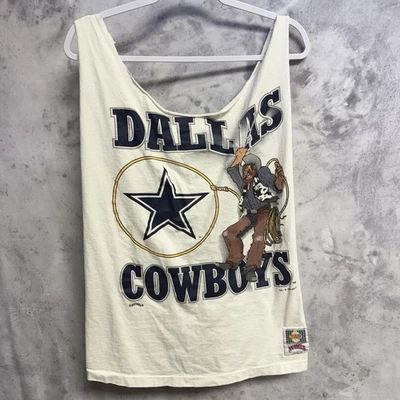 Camiseta sin mangas recortadas vintage años 90 Dallas Cowboys nuez moscada corte 17x26,5 Foto 1 de 4