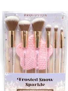 Profusion 7PC Brush & Mat Holiday Set Frosted Snow Sparkle - Picture 1 of 1