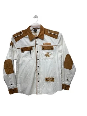 The Bare Fox Vintage Men Cowboy Western White Brown Cotton Long Sleeve Shirt XL - Image 1 of 4
