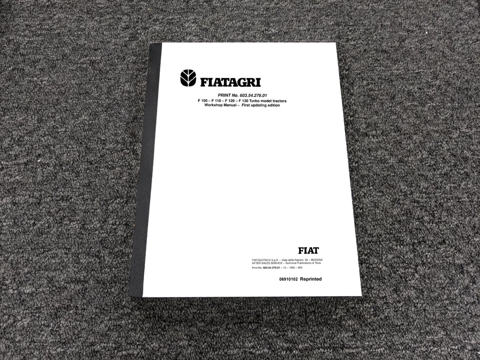 Fiat F100 F110 F120 F130 Turbo Tractor Shop Service Repair Manual 06910102 - Image 1 of 1