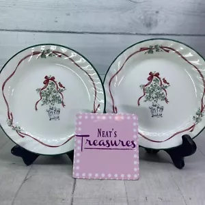 Juego de 2 platos de ensalada Corelle Corning CALLAWAY HOLIDAY remolino blanco Navidad 7,25" - Imagen 1 de 15