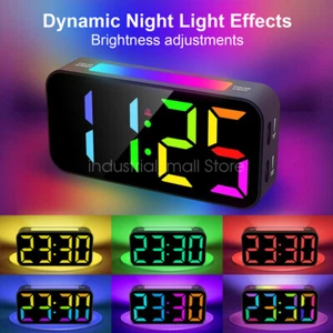 Multifunctional Digital Clock RGB Colorful Night Light Alarm Clock Snooze Button - Picture 1 of 24