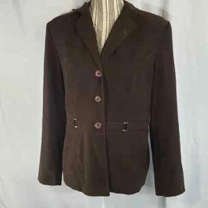 Notations Brown Dark Academia Buckle Accents Blazer Jacket Size Large - Picture 1 of 7