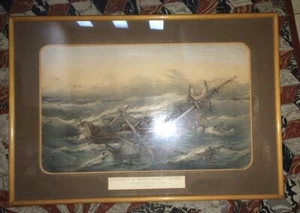 LITHOGRAPHIE ORIGINALE DE LOUIS LE BRETON.NAUFRAGE EN NOUVELLE-ZÉLANDE.1851. - Picture 1 of 5