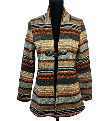 One World Cardigan Aztec Womens Medium MultiColor Long Sleeve Sweater Open - Image 1 of 4