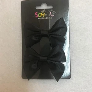 Lylac School Style Hair Bow Clip 2 Piece Set, Black - Picture 1 of 1