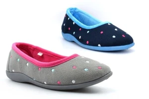 Womens Slippers Ladies Ballerina Ballet Memory Foam Slip On Carpet Rubber Sole - Picture 1 of 7