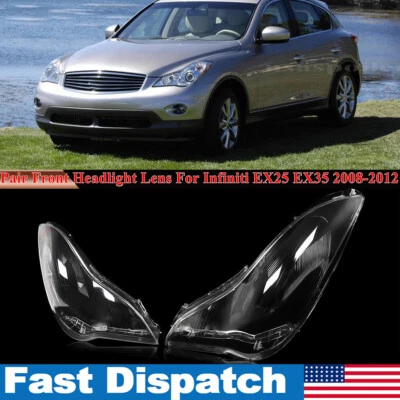 For Infiniti EX25 EX35 2008-2012 2PCS Headlight HeadLamp Lens Cover Clear L+R - Image 1 of 4