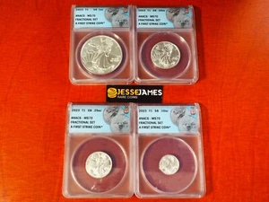 2023 $1 FIJI SILVER FRACTIONAL EAGLE 4 COIN SET ANACS MS70 FIRST STRIKE LABELS - Picture 1 of 10