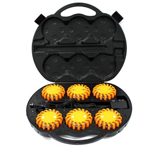 6pc Rechargeable LED Safety Flare Emergency Warning Disc Light Roadside Beacon - Picture 1 of 9