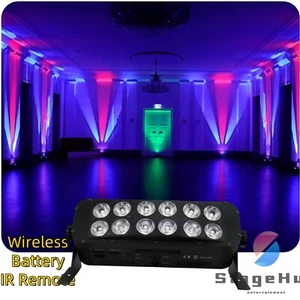 Battery Wireless Led Uplight 12X18W RGBWAUV Powered IR WIFI App LED Wall Washer - Picture 1 of 8