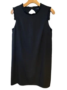 Eclair Gr. XS kleines schwarzes Kleid Rüschenkragen & Ärmel Knopf Schlüsselloch hinten - Bild 1 von 8