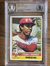 Tony Perez Signed 1976 Topps Card Beckett Authentic Reds Auto