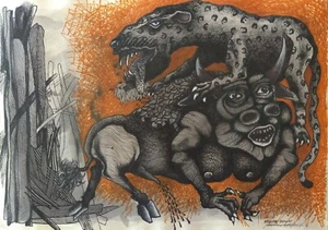 José Lorenzo Moya. Dibujo.BREAK DOWN. Gran arte cubano. FIRMADO. 2017 - Imagen 1 de 2
