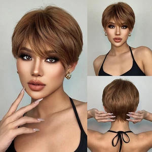 Damen kurze Lagenlook Pixie Cut Perücken mit Haar Pony natürlich aussehend S1S4 - Bild 1 von 12