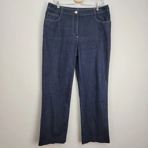 St. John Womens Relaxed Straight Leg Jeans Size 14 High Rise Dark Wash - Picture 1 of 10