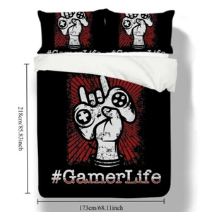 Gamer Life Controller Duvet Cover Set 3D Design Bedding Sets Bedroom Pillowcase - Picture 1 of 14