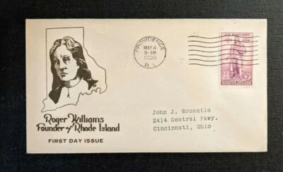 1936 Rhode Island Tercentenary FDC 777 50 Cover to Cincinnati OH - Image 1 of 2