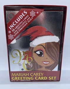 Mariah Carey Juego de Tarjetas de Felicitación de Navidad 16 Tarjetas Oro Firma Sellos NECA - Imagen 1 de 10