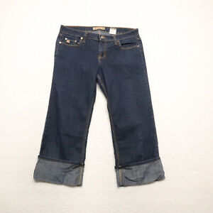 Paris Blues Women's Juniors Size 13 Blue Capri Cuffed Dark Wash Stretch Jeans