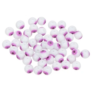8mm Evil Eye Beads, 100 Pcs Glass Turkish Evil Eye Charm, White Purple - Picture 1 of 7