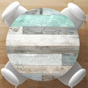 Farmhouse Round Fitted Table Cover with Elastic Waterproof Outdoor Indoor Tab... - Picture 1 of 6