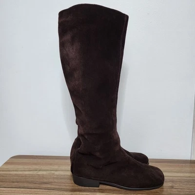 Aerosoles Womans Knee High Brown Suede Leather Boots Sz 10 M Double Side Zip - Image 1 of 4