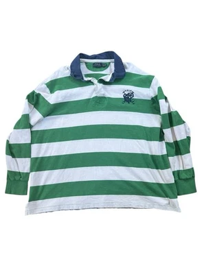 Polo Ralph Lauren Mens Rugby Shirt Long Sleeve Striped Green White Custom 3xb - Image 1 of 4