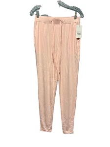 Nuevo con etiquetas Acogedor Pantalón de Bambú Cónico Tierra Talla S Rosa Bolsillos Cordón Ropa de Salón - Imagen 1 de 12
