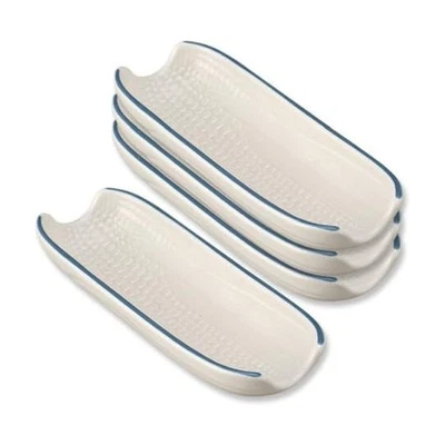 Yorktowne Set of 4 Multicolor Corn Dishes, Durable Stoneware Side Plates with... - Image 1 of 4