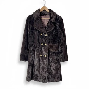 Vintage 60er/70er Jahre Markenlos Kunstfell Mantel klein braun Knopf zweireihig*Mängel* - Bild 1 von 16