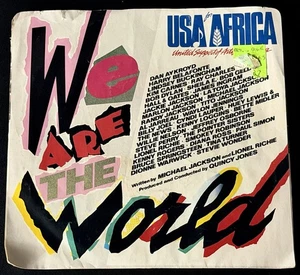Vtg 1985 We are the World USA FOR AFRICA 45 RPM Vinyl Record MICHAEL JACKSON - Picture 1 of 6
