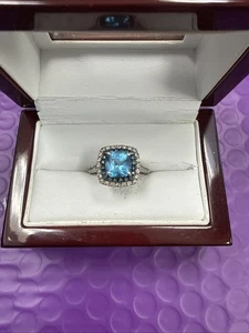 ⭐️Wunderschöner Sterling Silber Ring mit simuliertem Blautopas 925 Größe 7 (3) - Bild 1 von 5