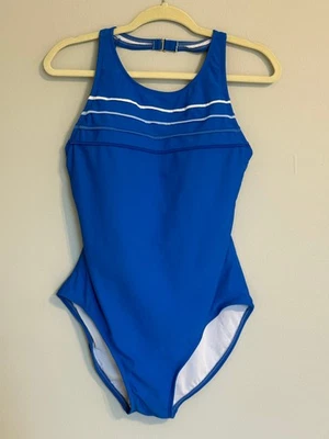 CATALINA WOMEN'S ONE-PIECE SWIMSUIT. SIZE: L(12-12) BLUE BUILT-IN BRA - Image 1 of 4