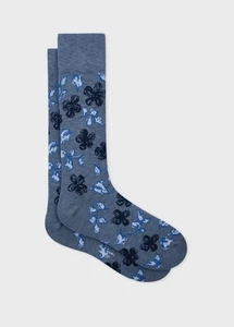 NWT $40 Paul Smith blue floral socks made in Italy. - Picture 1 of 3