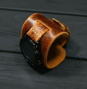 Leather watch strap, Distressed retro band, steampunk cuff pad,  20mm 22mm 24mm