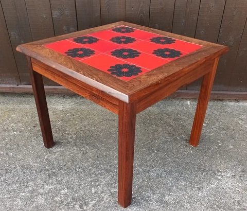 Rosewood Sofa Vintage Side Table Tiles Coffee Table Danish 60er Cover