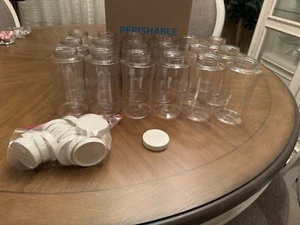 Lot of 18 x 16 oz Clear Plastic Pinch Waist Pet Containers With Lids Food Grade - Picture 1 of 10