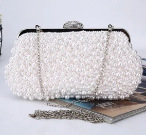 Damen Umhängetasche Braut Hochzeit Abendtasche Perlen-Tasche Abendtaschen Clutch - Bild 1 von 4