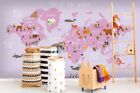 3D Pink World Map Wallpaper Wall Mural Removable Self-Adhesive Sticker 492