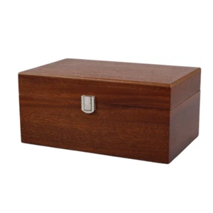 4.25 Inch Large Mahogany Chess Box With Metal Clasp - Picture 1 of 4