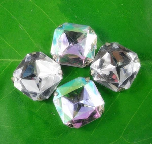 facettiertes Quadrat 23mm Acryl Kristall Diamant Strass Silber Tasse Applikation Nähen - Bild 1 von 9