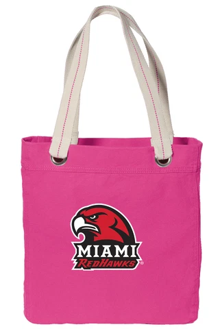 Miami RedHawks NEON PINK Cotton Tote Bag HOT COLORS! Cover