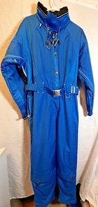 Marker Ski Suit One Piece Belted Snowsuit Onsie Snow Bib retro vintage Womens 14 - Picture 1 of 11